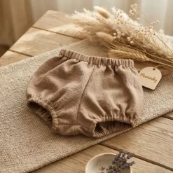 Bloomersy Niemowlęce Muślinowe A'la Len | Ciemny Beż