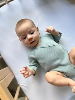 Body Kopertowe Niemowlęce Bawełniane Prążek | Zielone