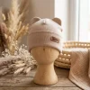 Czapeczka Niemowlęca Bawełniana Prążek | Beżowa