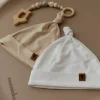Czapeczki Niemowlęce Bawełniane Komplet 2szt | Biała & Jasny Beż