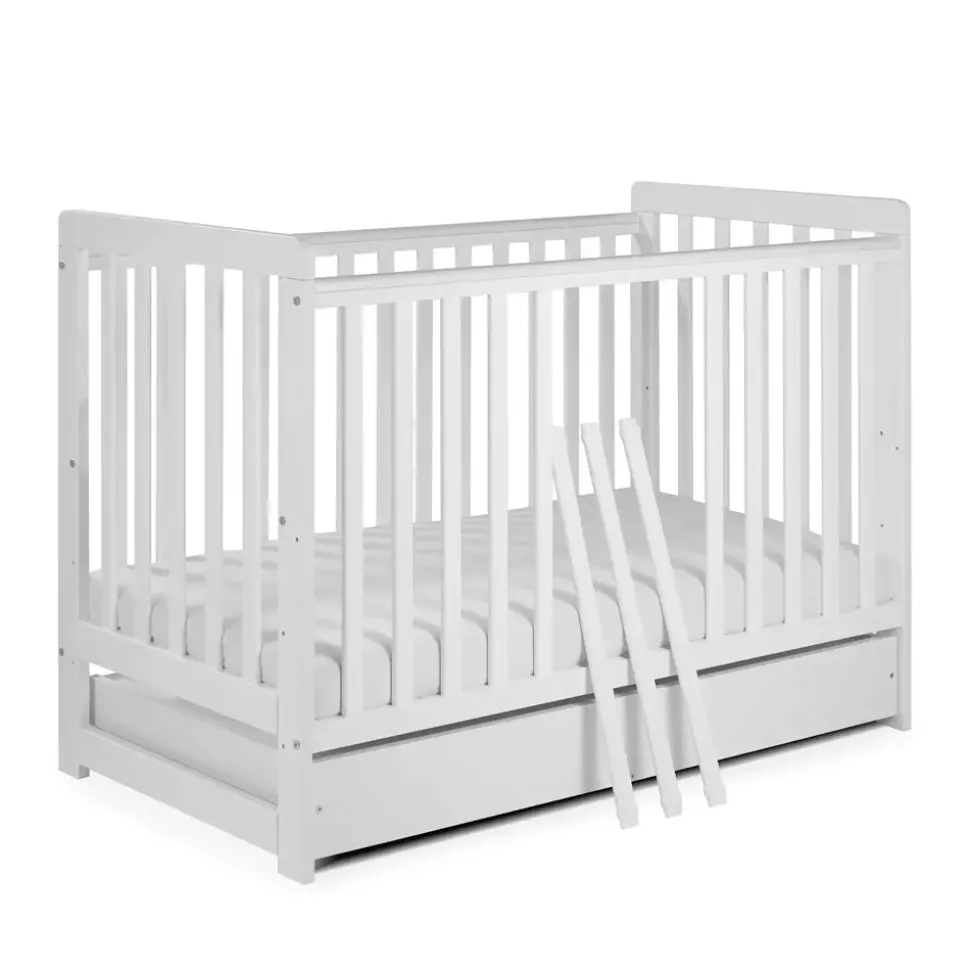 Łóżeczko Niemowlęce Drewniane 120x60 Regulacja Wysokości & Wyjmowane Szczebelki | Białe