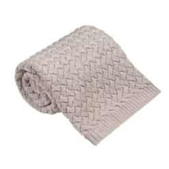 Kocyk z Wełny Merino Plecionka 75x100 | Beż