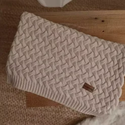 Kocyk z Wełny Merino Plecionka 75x100 | Beż