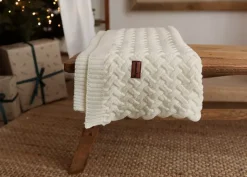 Kocyk z Wełny Merino Plecionka 75x100 | Kremowy