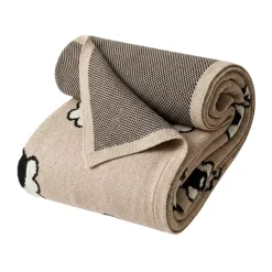 Kocyk z Wełny Merino 75x100 | Beżowy W Owieczki