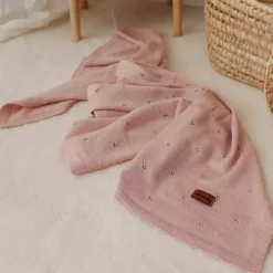 Kocyk z Wełny Merino 75x100 | Różowy