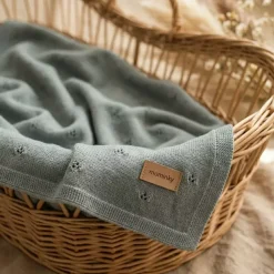Kocyk z Wełny Merino 75x100 | Zielony (Sage)