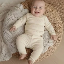 Komplet Niemowlęcy 2 elementy Body + Spodenki | Kremowy
