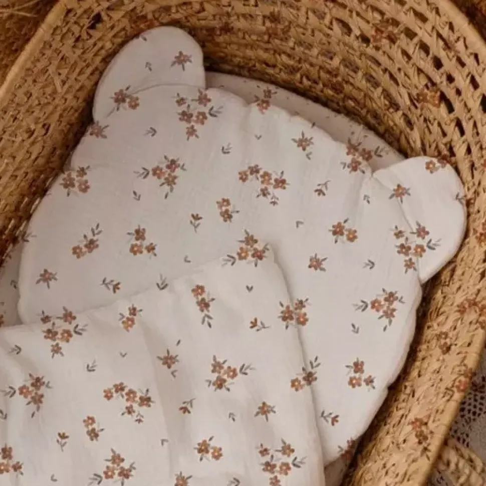 Komplet pościeli dla niemowląt 55x75 cm – Miękka pościel do wózka lub kołyski | Muślin Little Brown Flowers