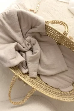Komplet pościeli dla niemowląt 55x75 cm – Miękka pościel do wózka lub kołyski | Muślin a'la len Beż