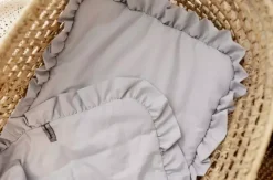 Komplet pościeli dla niemowląt 50x75 cm – Miękka pościel do wózka lub kołyski | Bawełna Falbanka Szara