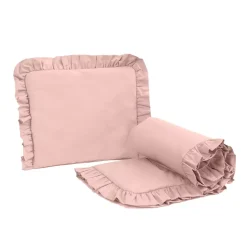 Komplet pościeli dla niemowląt 50x75 cm – Miękka pościel do wózka lub kołyski | Bawełna Falbanka Róż