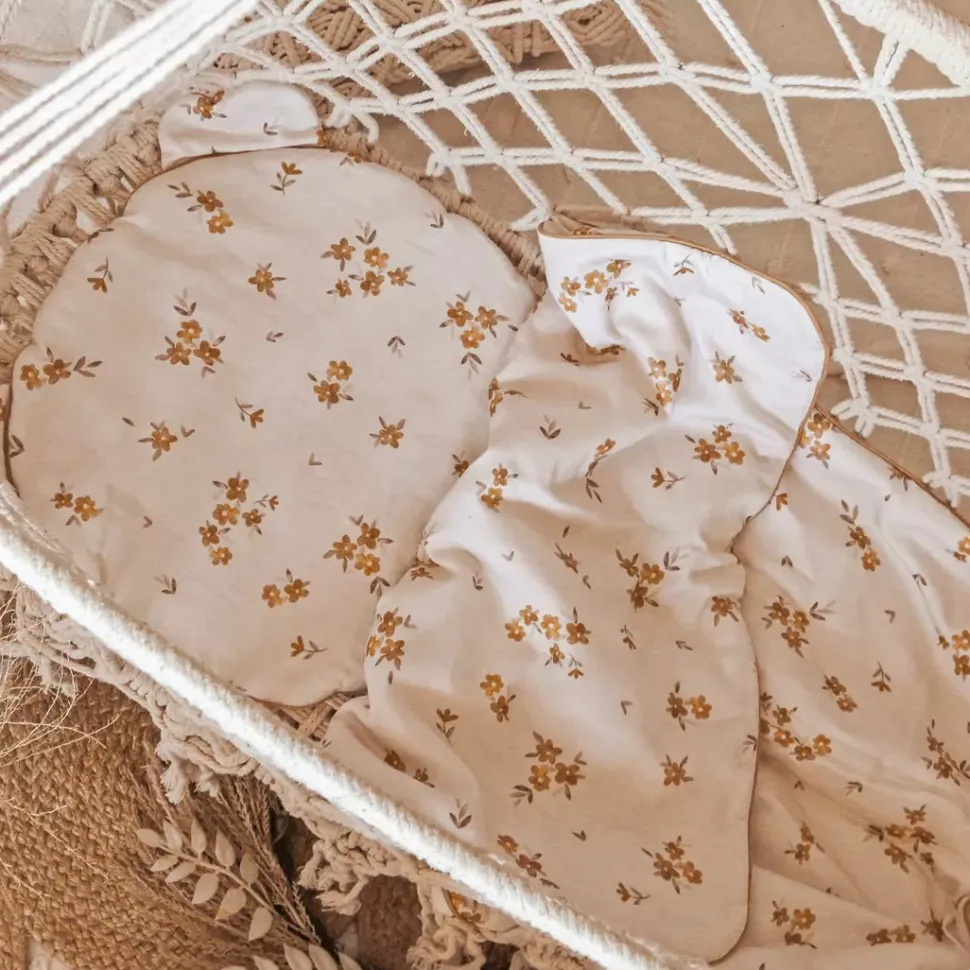 Komplet pościeli do łóżeczka 75x100 cm – Miękka pościel niemowlęca | Bawełna Little Brown Flowers