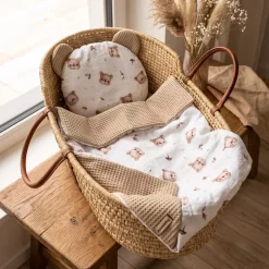 Komplet pościeli do łóżeczka 75x100 cm – Miękka pościel niemowlęca | Bawełna Misie & Wafel Karmel