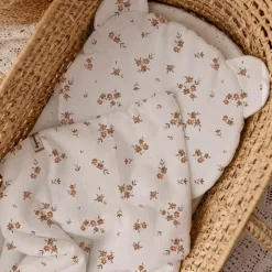 Komplet pościeli do łóżeczka 65x100 cm – Miękka pościel niemowlęca | Muślin Little Brown Flowers