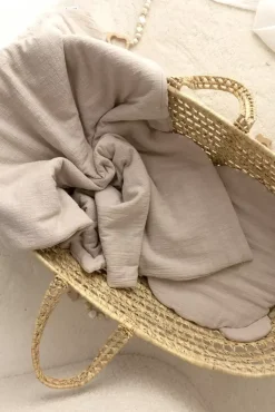 Komplet pościeli do łóżeczka 65x100 cm – Miękka pościel niemowlęca | Muślin a'la len Beż