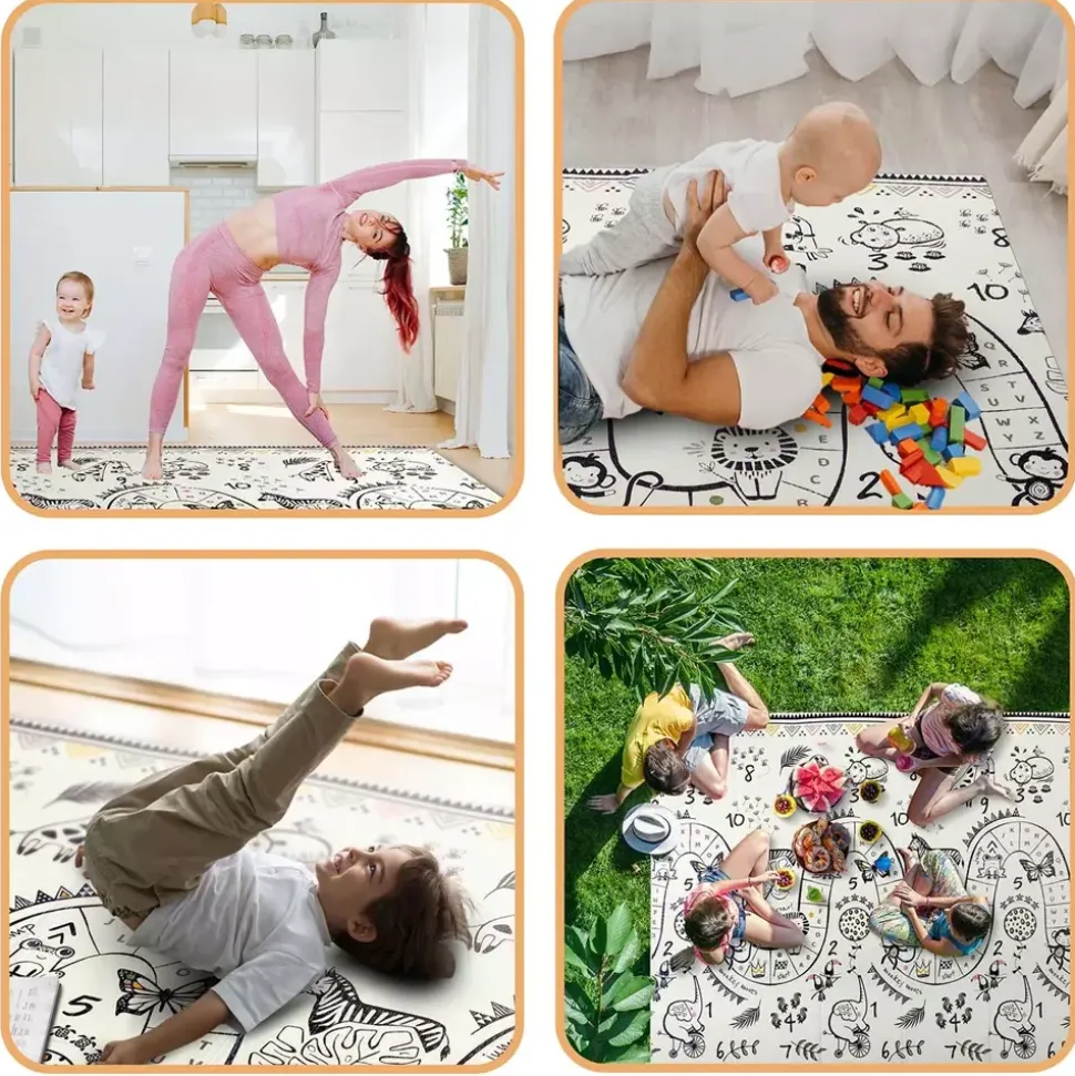 Mata Edukacyjna 200x180cm Piankowa Składana 2w1 | Safari i Góry