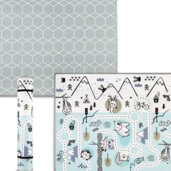 Mata Edukacyjna 180x150cm Piankowa Zwijana 2w1 | Niebieska