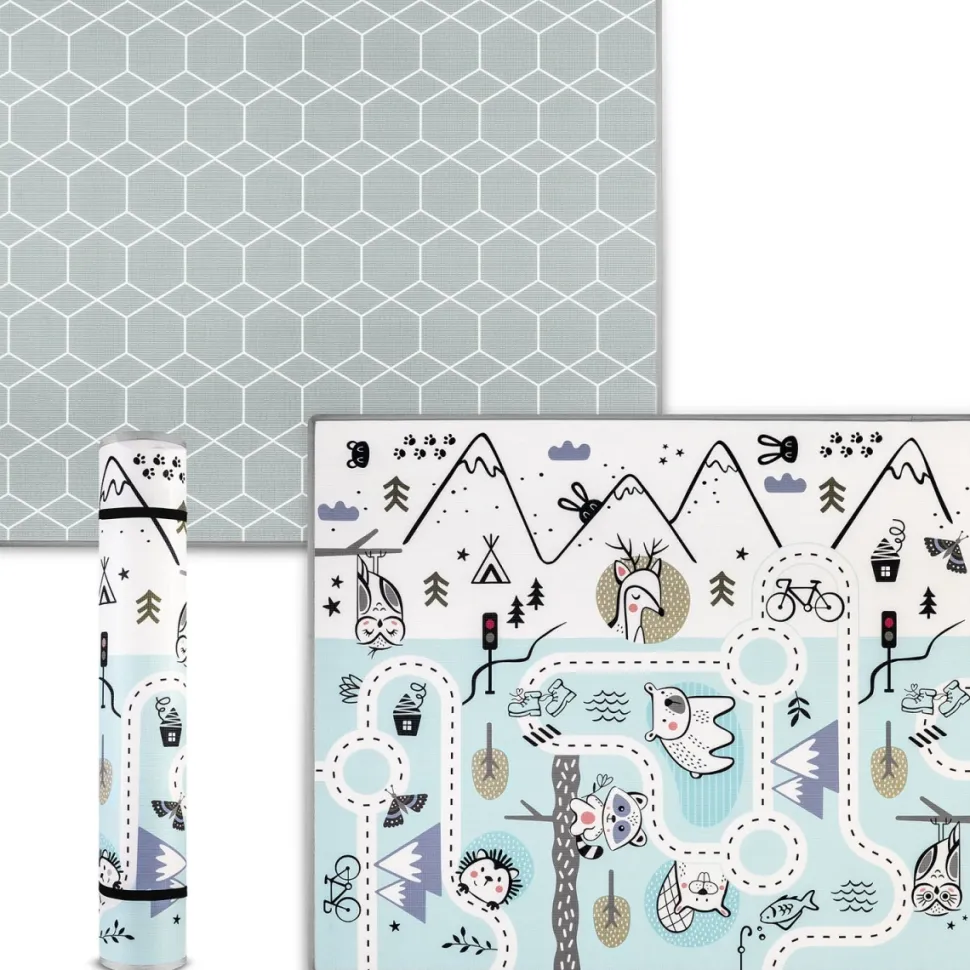 Mata Edukacyjna 180x150cm Piankowa Zwijana 2w1 | Niebieska