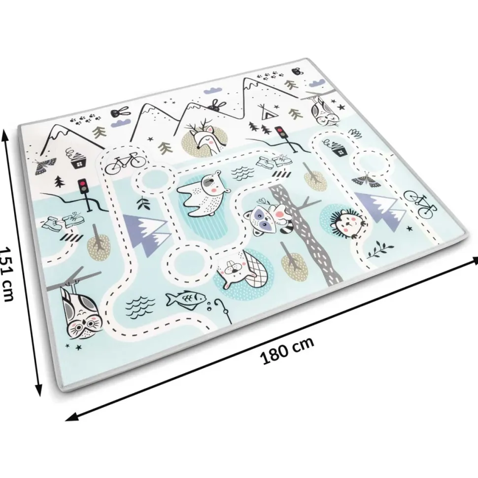 Mata Edukacyjna 180x150cm Piankowa Zwijana 2w1 | Niebieska
