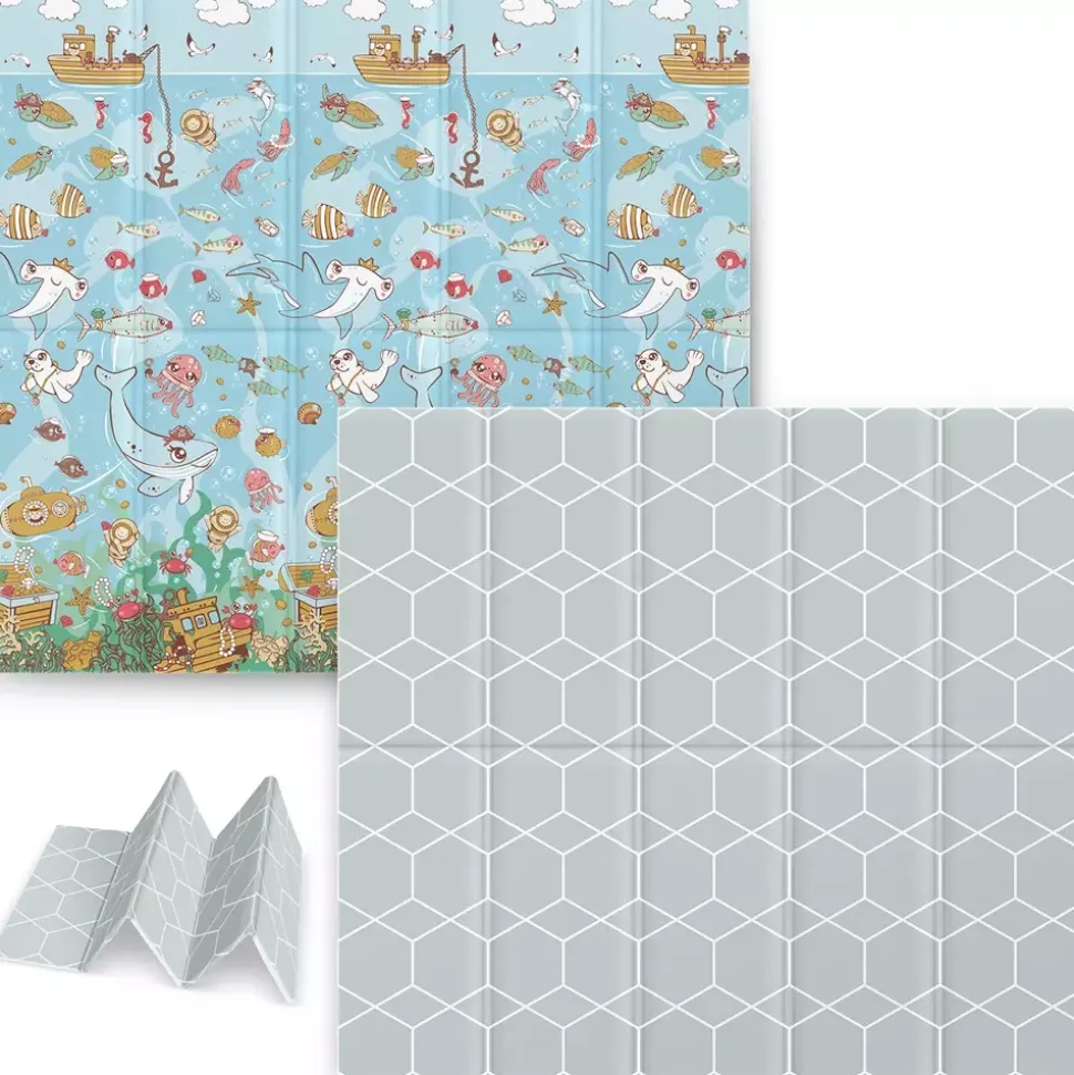 Mata Edukacyjna 200x180cm Piankowa Składana 2w1 | Ocean