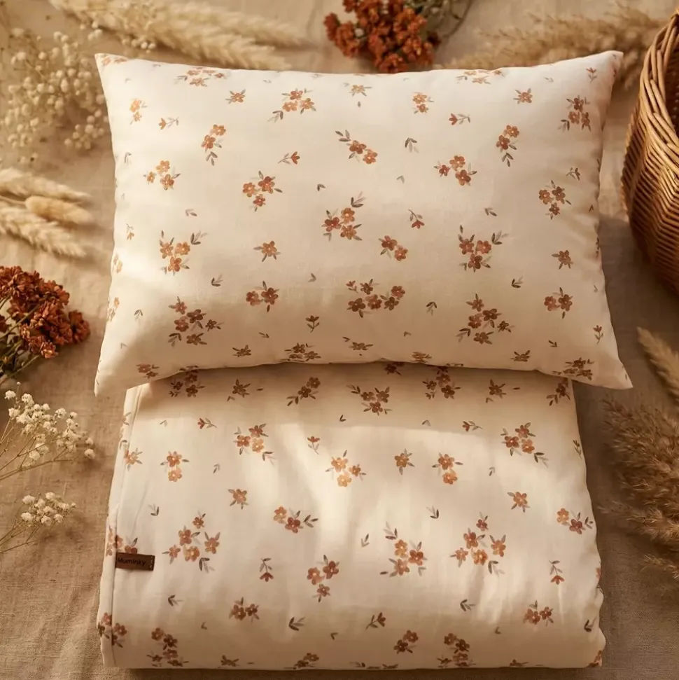 Pościel Do Przedszkola Z Wypełnieniem I Workiem – Komplet 5 elementów | Little Brown Flowers