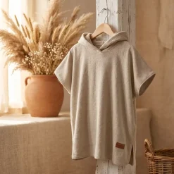 Ponczo Kąpielowe Bambusowe z Kapturkiem | Beżowe