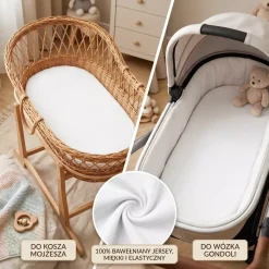 Prześcieradło Bawełniane Jersey Do Gondoli Na gumce | Białe