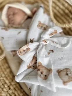 Rożek Becik Niemowlęcy Muślinowy | Misie