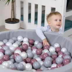 Suchy Basen Z Piłeczkami 90x30 – Piankowy Pikowany Basen Dla Dzieci | Szary