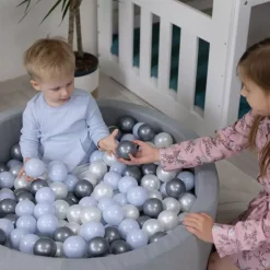Suchy Basen Z Piłeczkami 90x30 – Piankowy Pikowany Basen Dla Dzieci | Szary