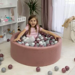 Suchy Basen Z Piłeczkami 90x30 – Piankowy Pikowany Basen Dla Dzieci | Różowy