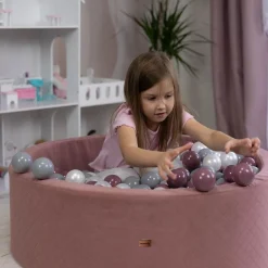 Suchy Basen Z Piłeczkami 90x30 – Piankowy Pikowany Basen Dla Dzieci | Różowy