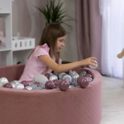 Suchy Basen Z Piłeczkami 90x30 – Piankowy Pikowany Basen Dla Dzieci | Różowy