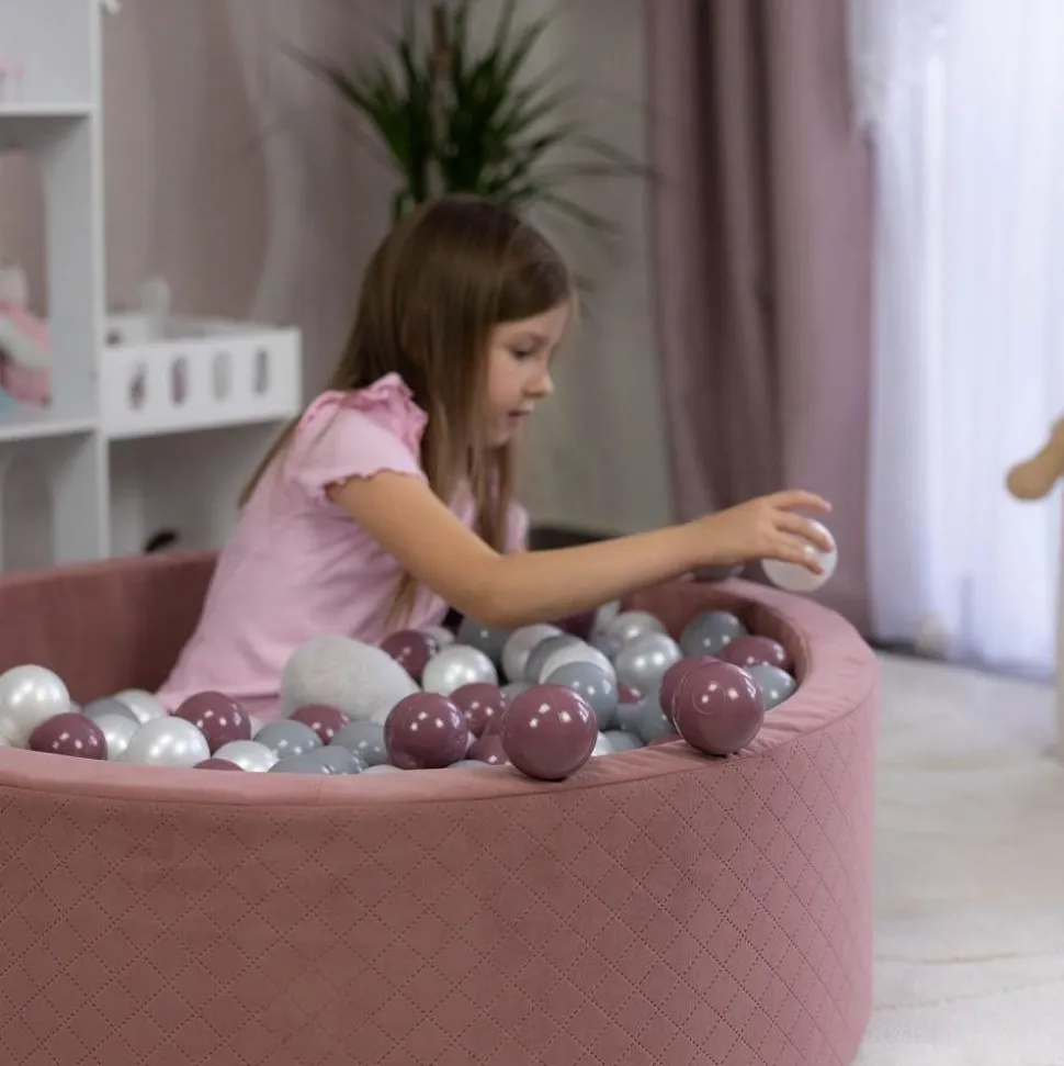Suchy Basen Z Piłeczkami 90x30 – Piankowy Pikowany Basen Dla Dzieci | Różowy