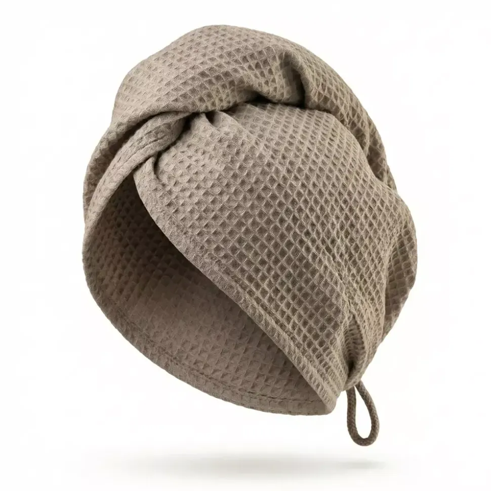 Wafelkowy Turban Do Suszenia Włosów | Orzechowy