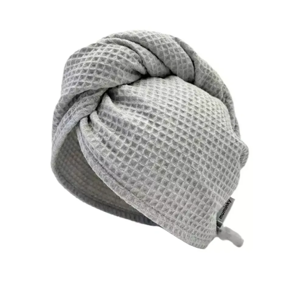 Wafelkowy Turban Do Suszenia Włosów | Szary