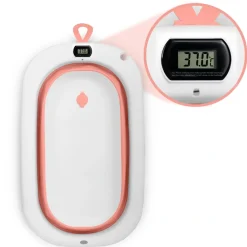 Wanienka składana dla niemowląt ze stelażem i wkładką i termometrem | Różowa Korona